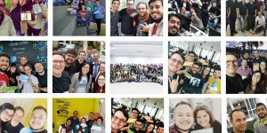 Mural de fotos com os colaboradores da ForLogic, pessoas que fazem parte desses 15 anos de vontade e significado!