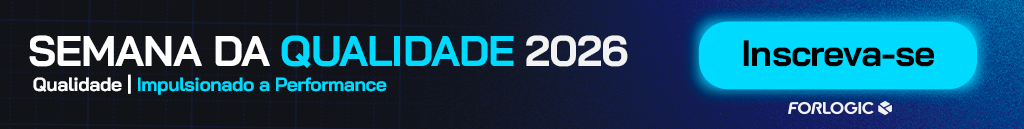 Banner da Semana da Qualidade 2026 com o tema "Qualidade impulsionando a performance" e botão de inscrição para o evento promovido pela ForLogic.